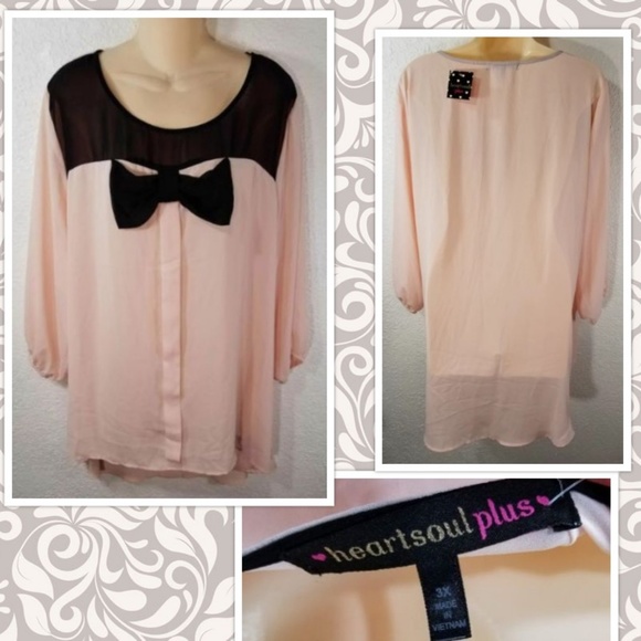 Heart Soul Tops - FINAL DROP HeartSoul Blouse 3X Pink Chiffon I38